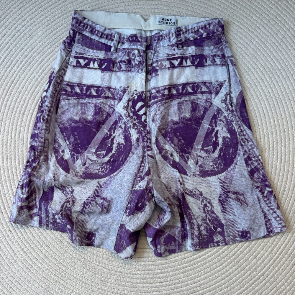 Acne Studios silk lined printed short purple size 32